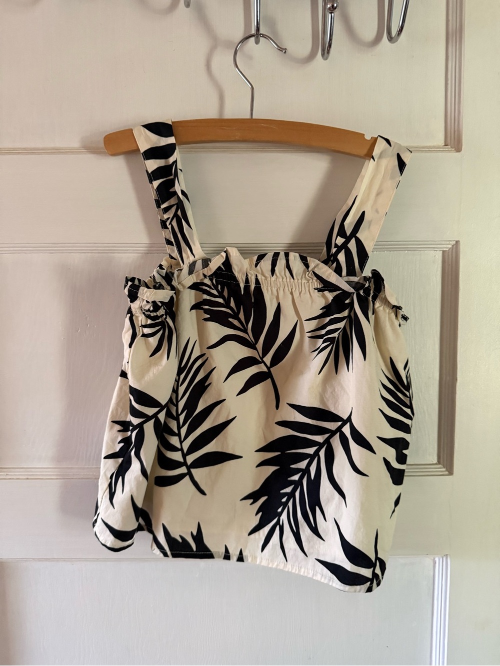 GB girls Cotton Tank Top with Black Leaf Print